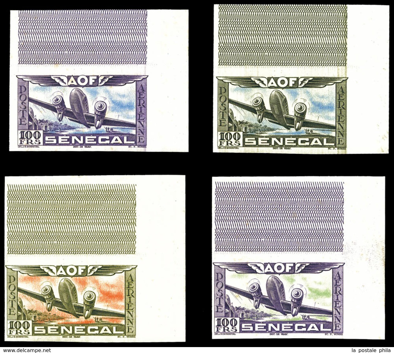 ** SENEGAL, PA:N°30, 100F, Essais De Couleurs: 4 Exemplaires Différents Cdf. TTB (certificat)  Qualité: ** - Gebruikt