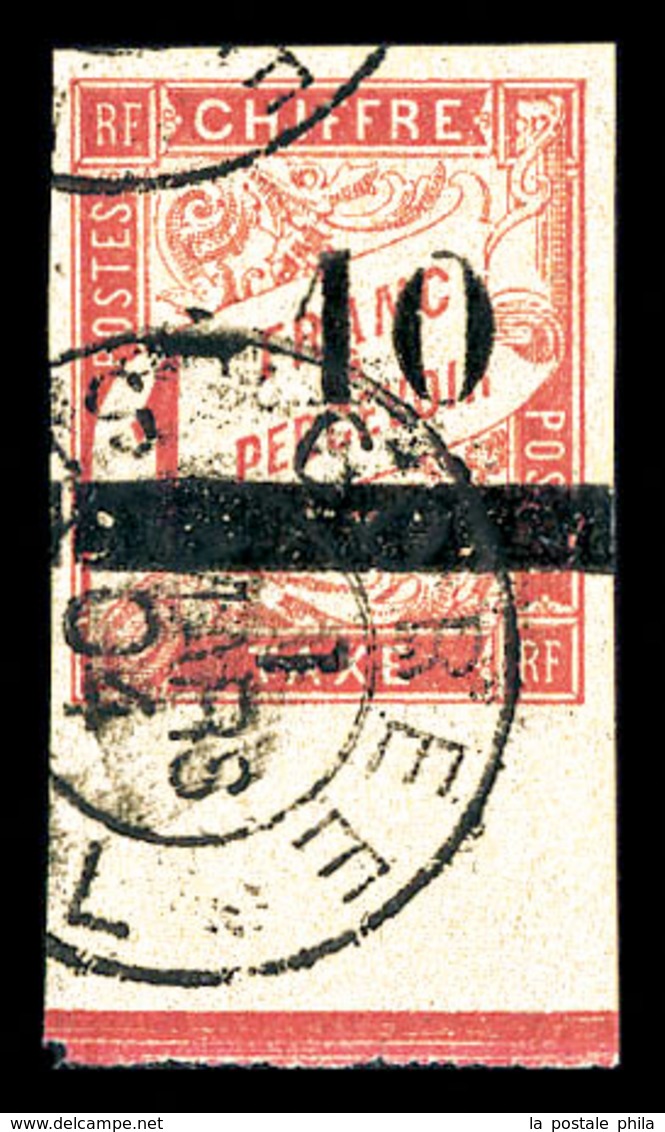 O SENEGAL, Taxe:N°3, 10 Sur 1f Rose Sur Paille, Bdf. TTB (certificat)  Qualité: O  Cote: 580 Euros - Used Stamps