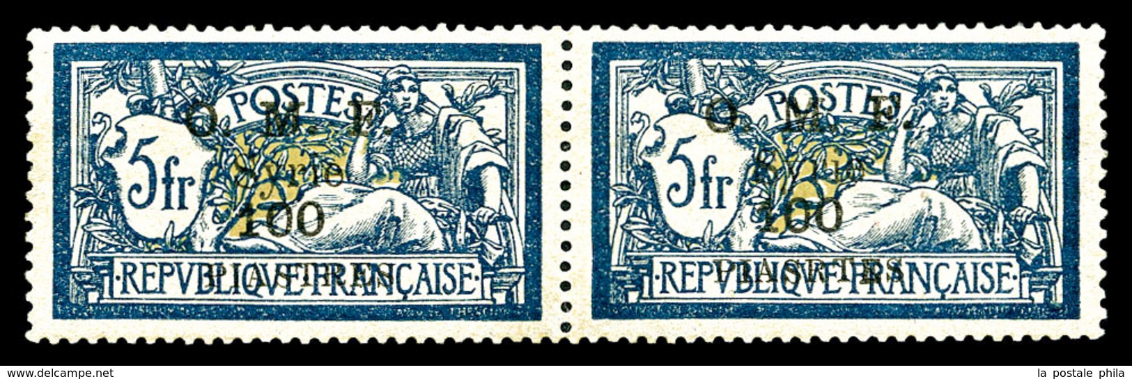 * SYRIE, N°43/43a, 100 Pi Sur 5f, Erreur PIASRTES Au Lieu De PIASTRES, Tenant à Normal. SUP. R.R (certificat)  Qualité:  - Unused Stamps