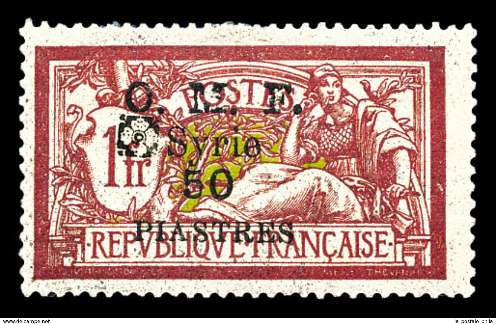 * SYRIE, N°55, 50 Pi Sur 1f. SUP. R.R. (signé Brun/certificat)  Qualité: *  Cote: 1000 Euros - Unused Stamps