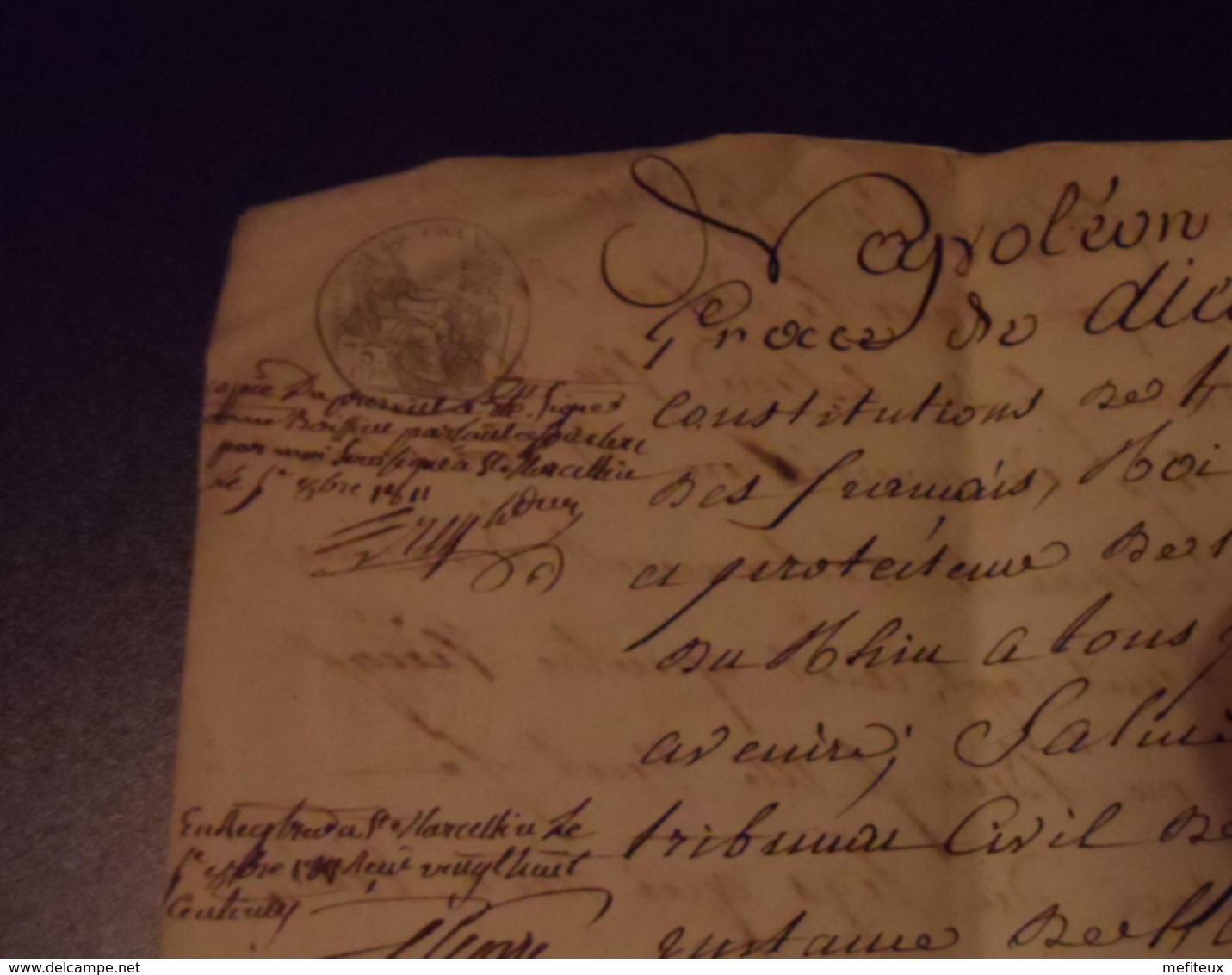 Document Tribunal St Marcellin Isère 5 Oct 1811 - Seals Of Generality