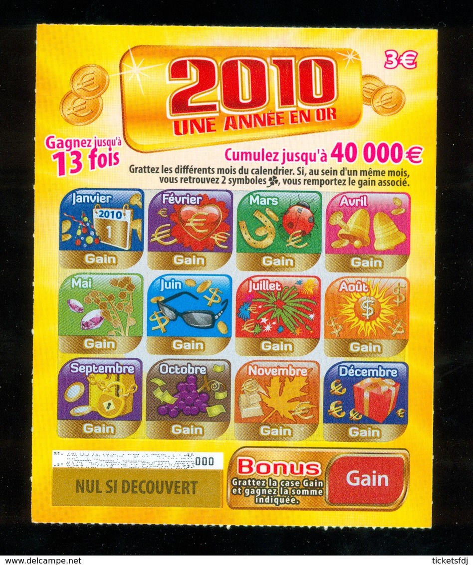 Grattage FDJ - FRANCAISE DES JEUX - 2010 UNE ANNEE EN OR 47801 SPECIMEN - Billetes De Lotería