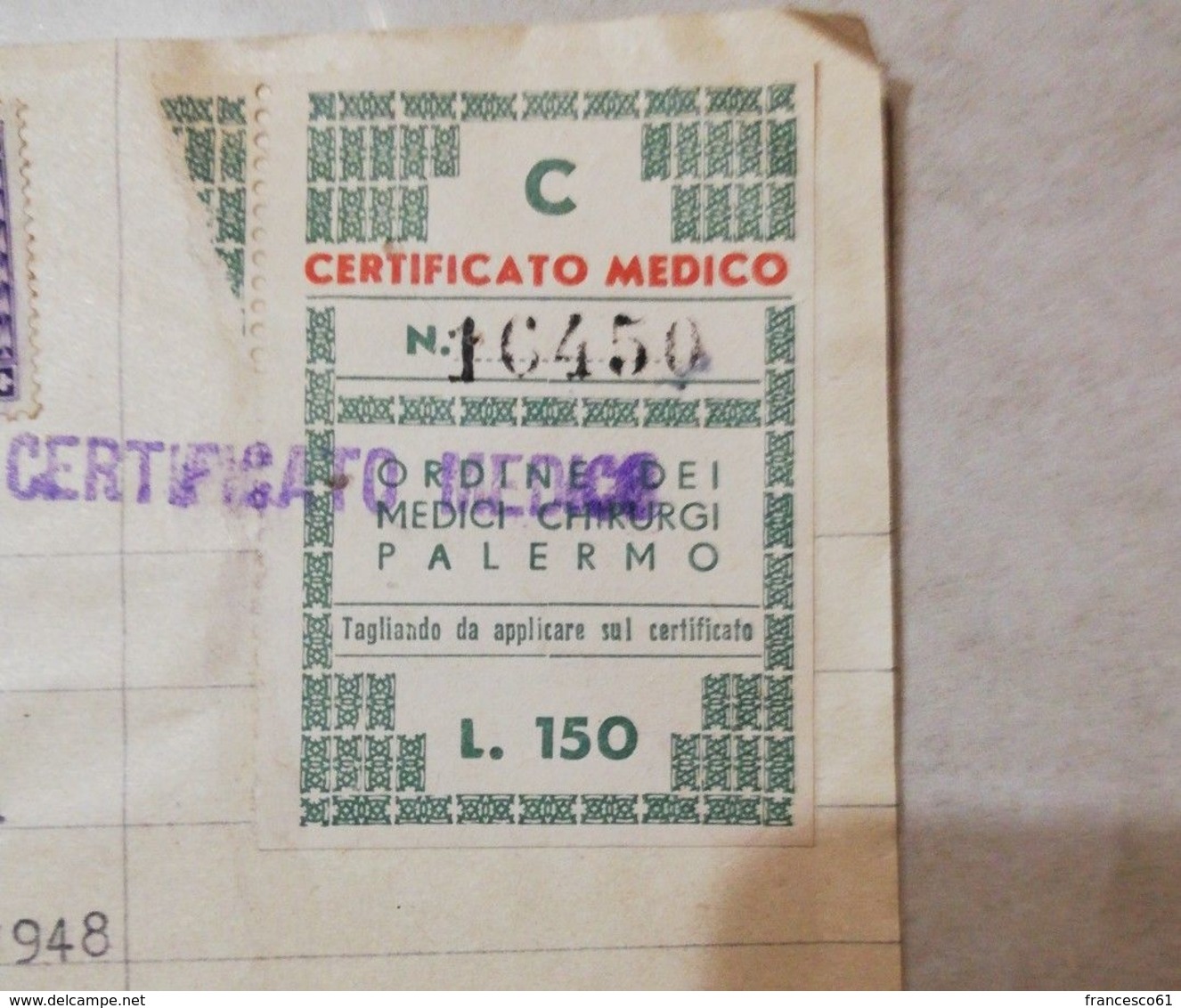 2750) Marche Bollo Fiscali Ordine Medici Palermo 3 Documenti Fori Spillo Difetto - Revenue Stamps