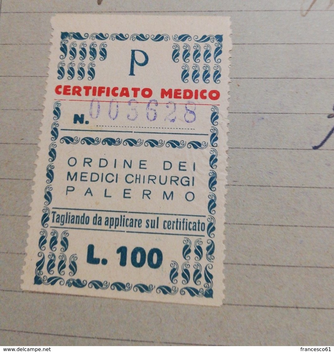 2750) Marche Bollo Fiscali Ordine Medici Palermo 3 Documenti Fori Spillo Difetto - Revenue Stamps