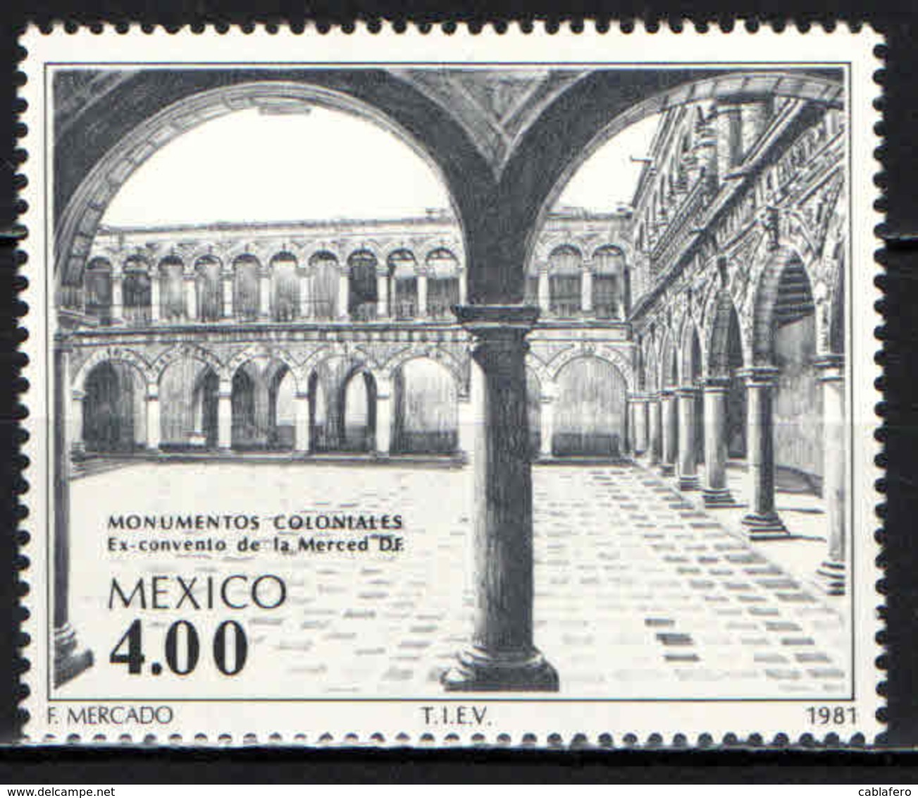 MESSICO - 1981 - MONUMENTI COLONIALI: EX CONVENTO DELLA MERCEDE - MNH - Messico