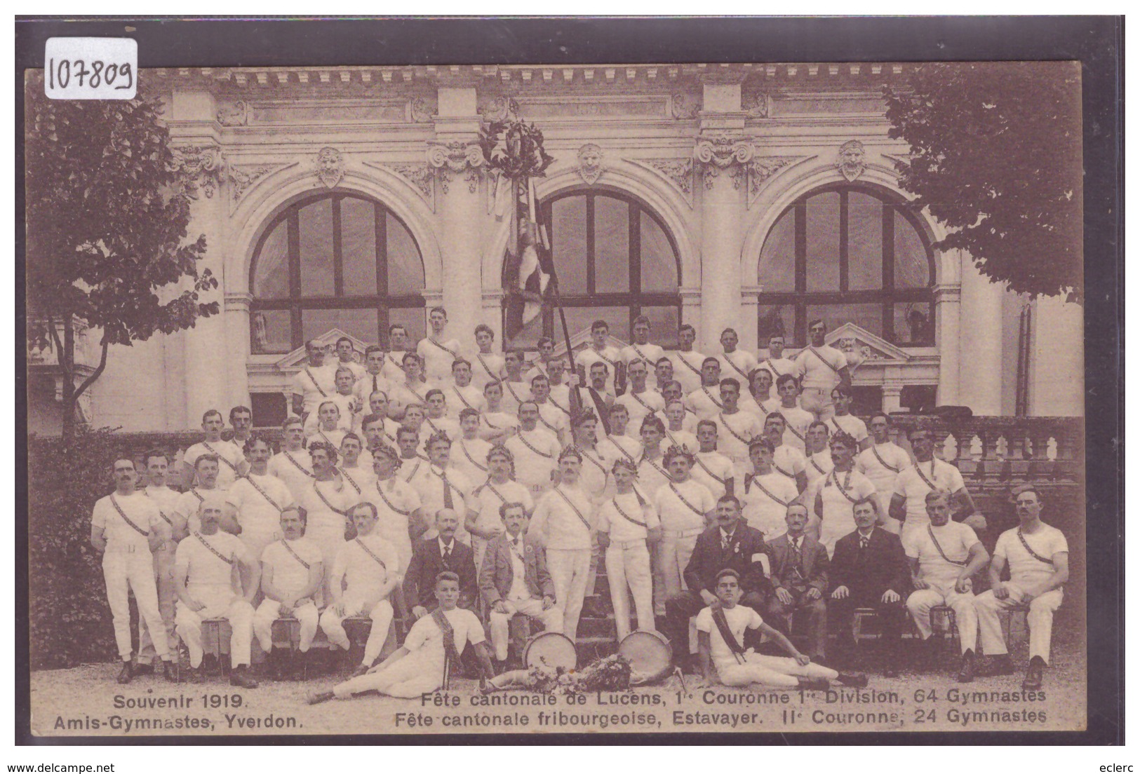 DISTRICT D'YVERDON - AMIS GYMNASTES D'YVERDON EN 1919 A LA FETE CANTONALE DE LUCENS ET ESTAVAYER - TB - Lucens