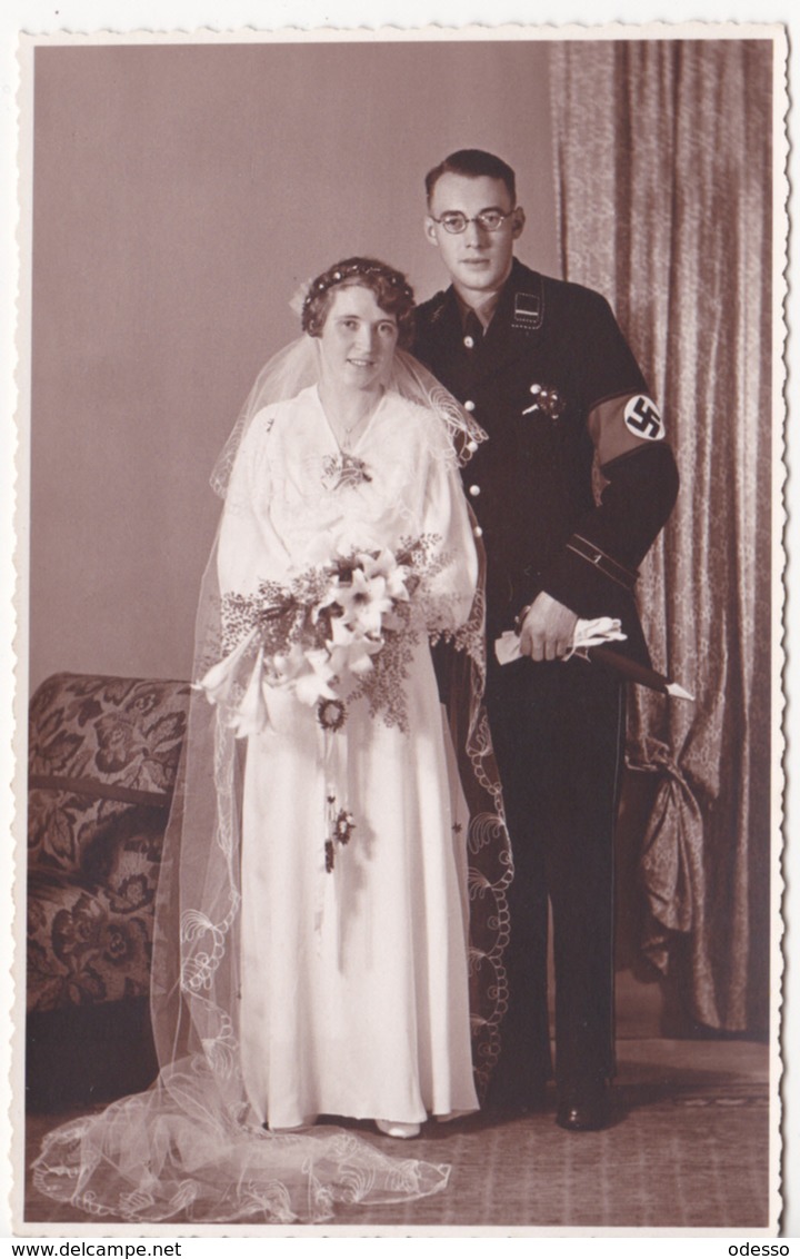 WWII SS Wedding Portrait Allgemeine SS With Dagger And Cuff Title "1" - 1939-45