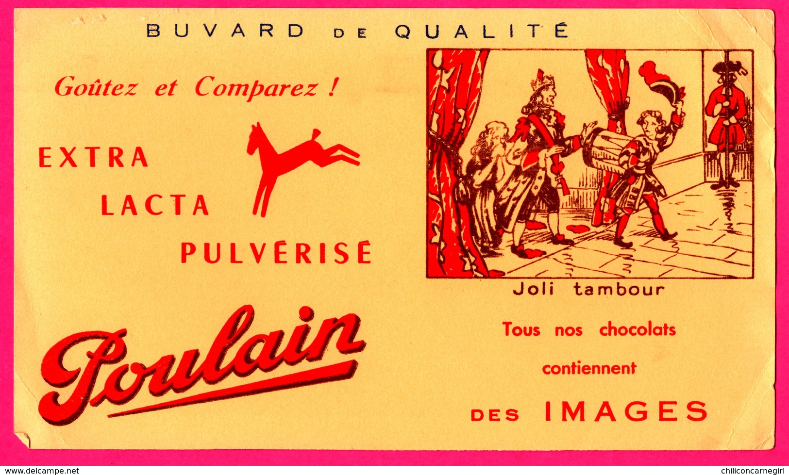 Lot De 2 BUVARD - Chocolat POULAIN - Malbrough S'en Va T'en Guerre - Joli Tambour - Cocoa & Chocolat