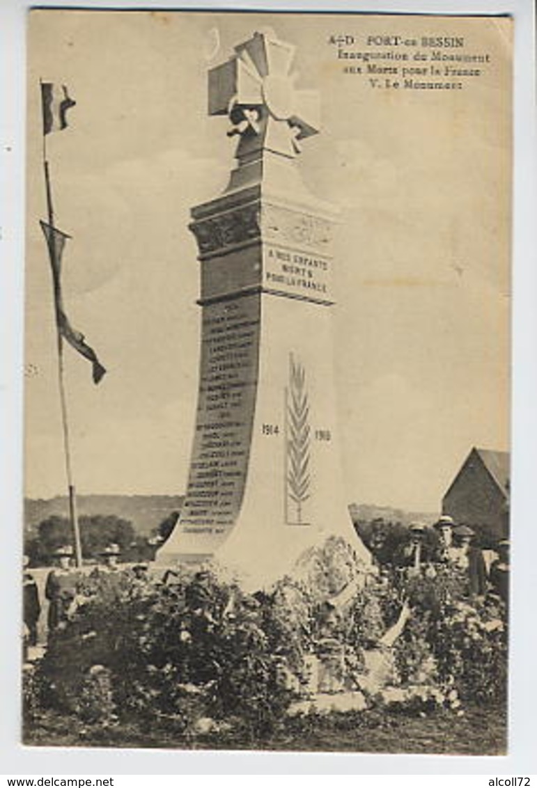 PORT En BESSIN : Inauguration Du Monument Aux Morts Pour La France (écrite Par V & F Dudouet) - Port-en-Bessin-Huppain