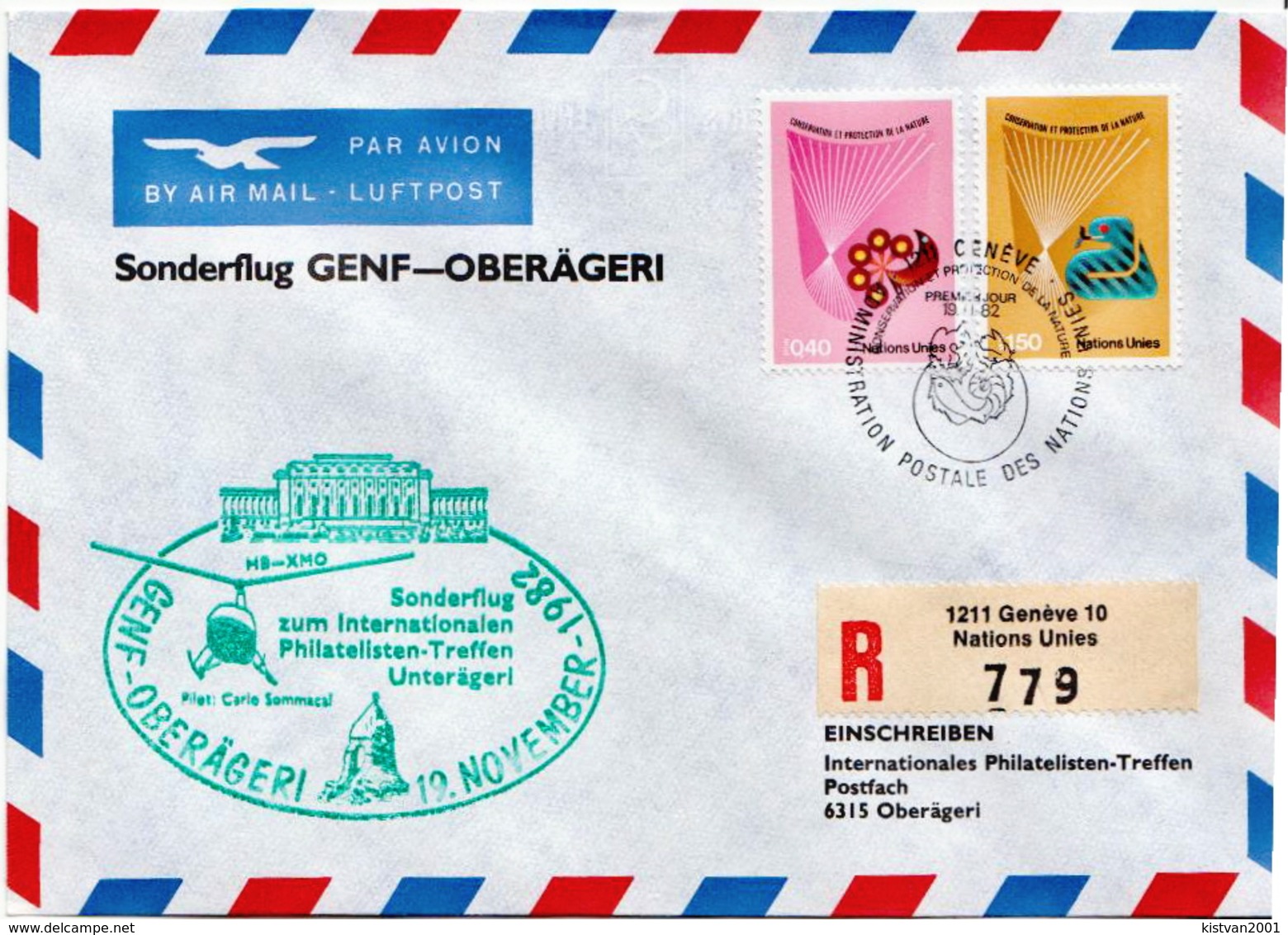 Postal History: UNO Cover Sent To Switzerland By Helicopter Post - Helicopters