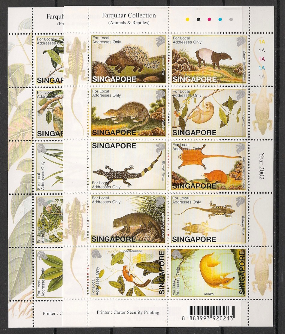 Singapore - 2002 - N°Yv. 1034 à 1053 - Animals & Plants - Neuf Luxe ** / MNH / Postfrisch - Singapour (1959-...)