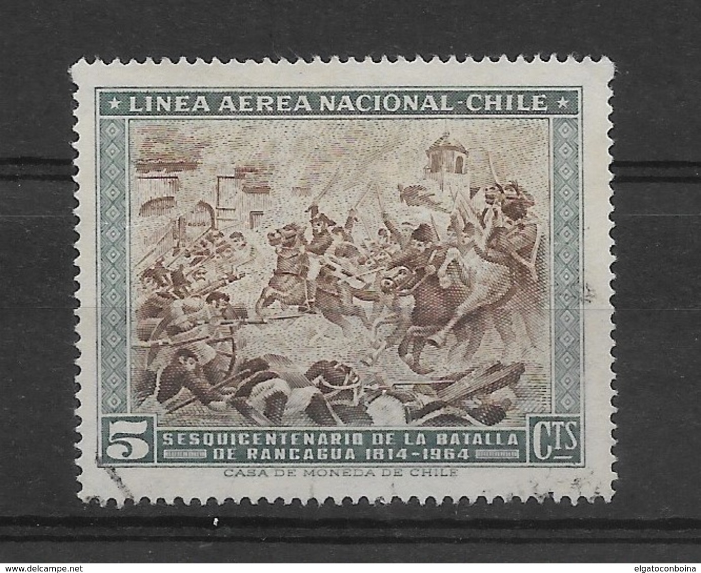 CHILE 1964, 150TH ANNIVERSARY BATTLE OF RANCAGUA, HISTORY 1 VALUE, SC# C255 MICHEL 636 USED - Chile