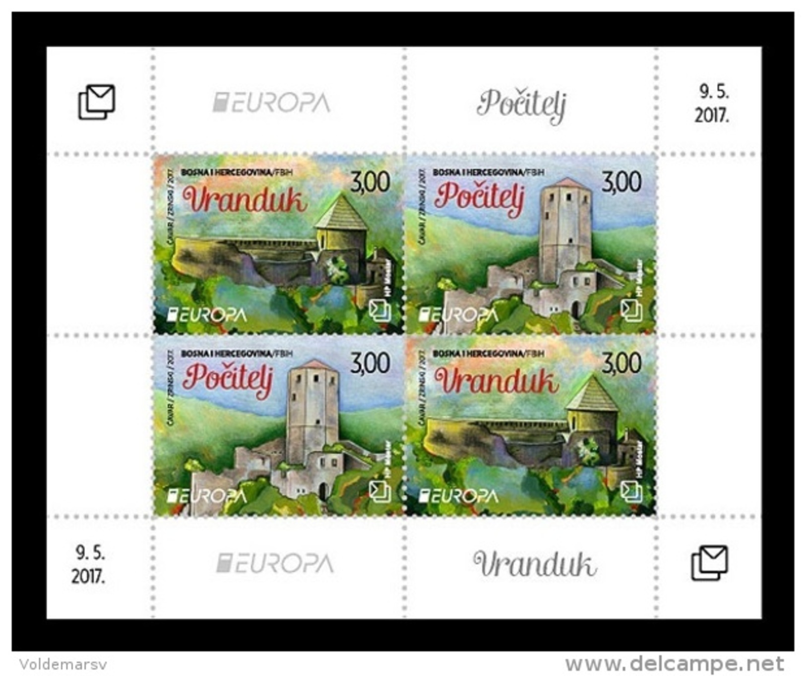 Bosnia And Herzegovina (Croatian) 2017 Mih. 451/52 (Bl.38) Europa-Cept. Castles MNH ** - Bosnia And Herzegovina