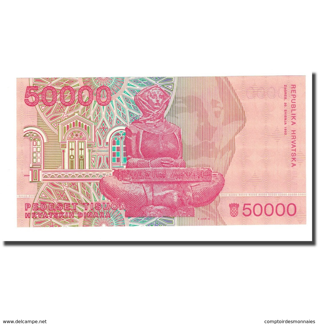 Billet, Croatie, 50,000 Dinara, 1991-10-08, KM:26a, NEUF - Croatie