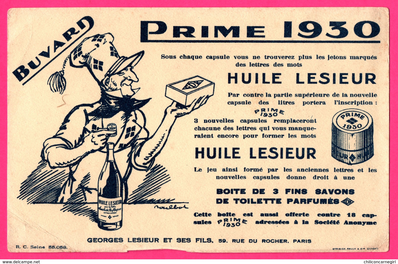 BUVARD Illustré Par POULBOT - Huile Lesieur - Prime 1930 - Savon - Georges LESIEUR Et Ses FILS Paris (75) - Alimentaire