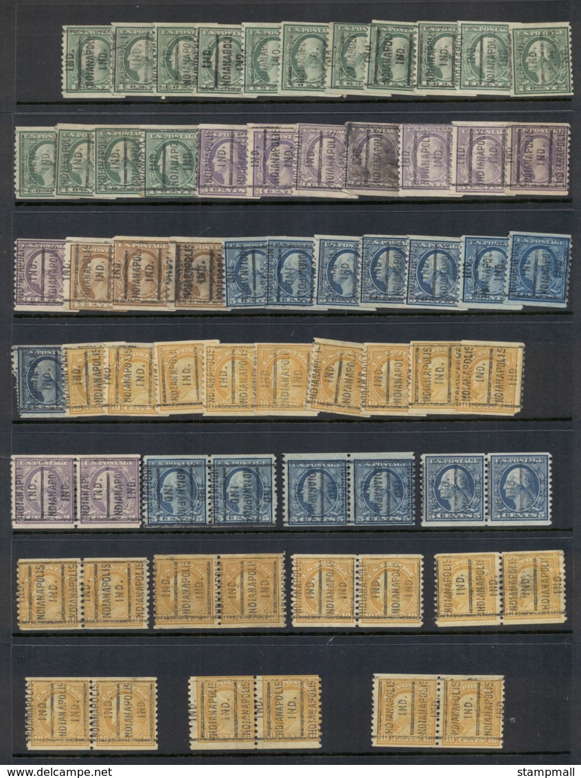 USA 1908-1919 Washington Franklin Precancels T&C Assortment, Indiana 6 Scans - Used Stamps