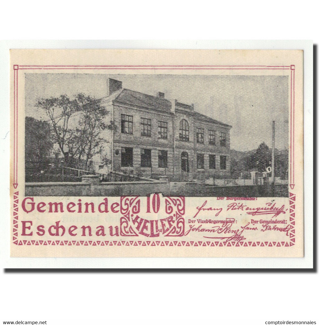 Billet, Autriche, Eschenau, 10 Heller, Paysage, 1920, SPL, Mehl:FS 186a - Autriche