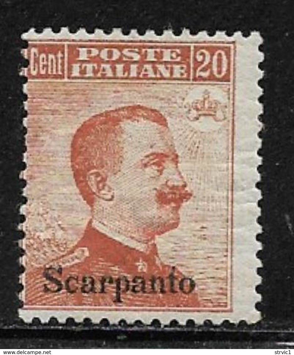 Italy Aegean Islands Scarpanto Scott # 10 Mint Hinged Unwatermarked Italy Stamp Overprinted, 1917.thin, CV$140.00 - Aegean (Scarpanto)