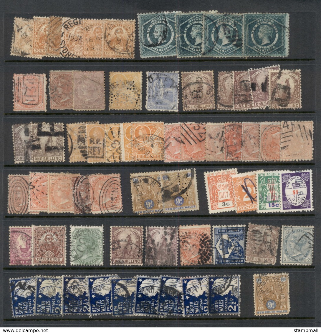 NSW 1860's On Assorted Oddments, Duplicates, Interest For Postmarks, Perforations, Shades & Watermark Varieties,  (fault - Used Stamps