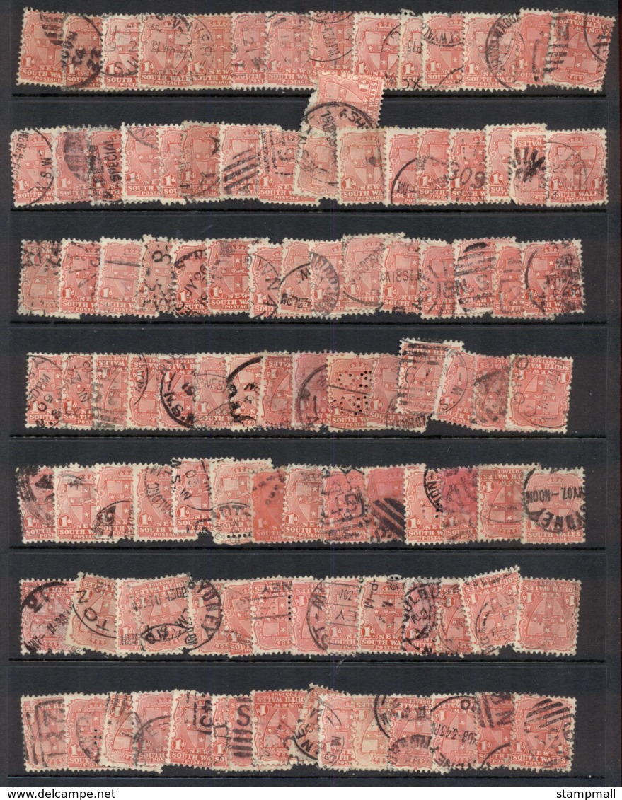 NSW 1860's on Assorted Oddments, duplicates, interest for postmarks, perforations, shades & watermark varieties,  (fault