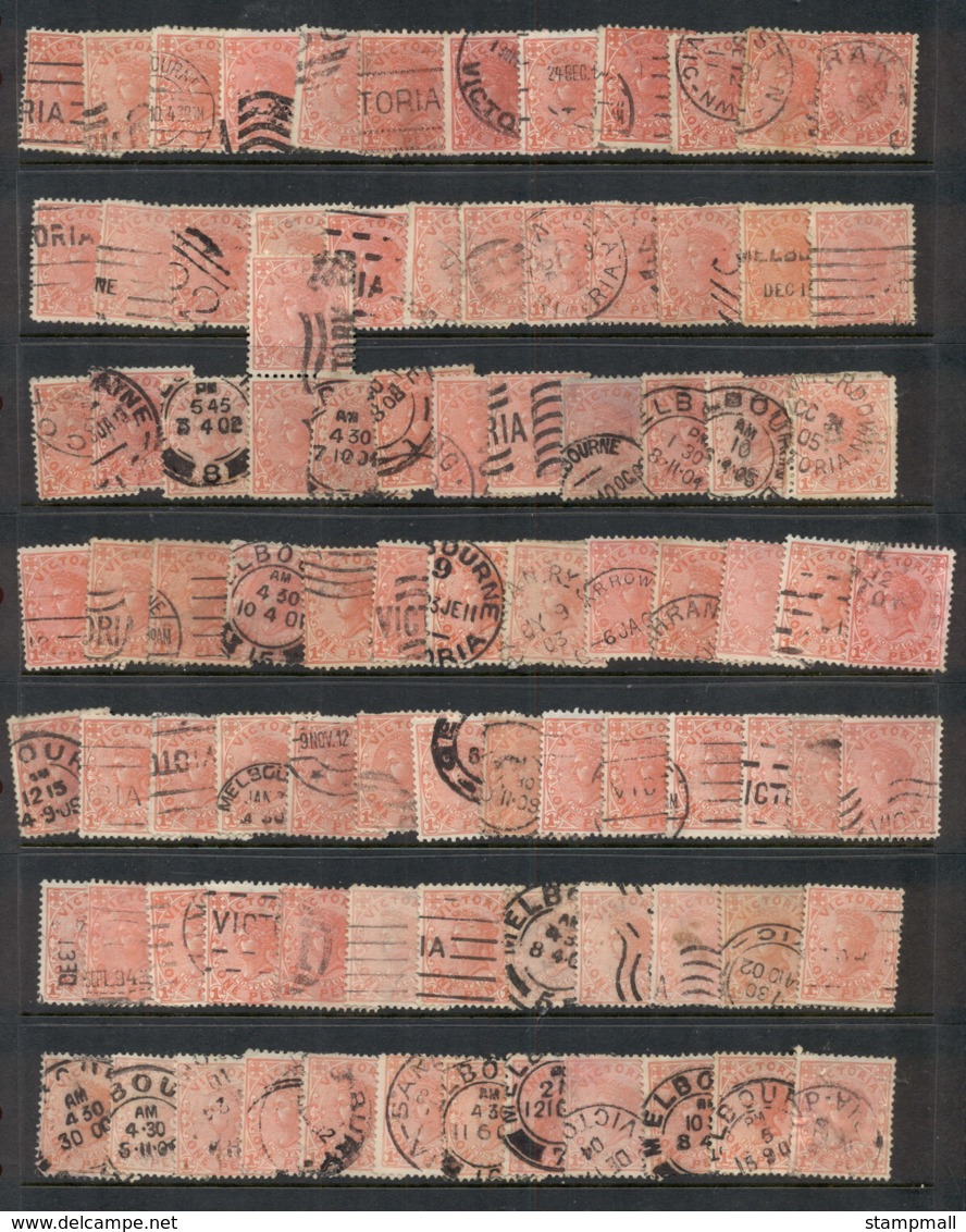 VIC 1860's on Assorted Oddments, duplicates, interest for postmarks, perforations, shades & watermark varieties,  (fault