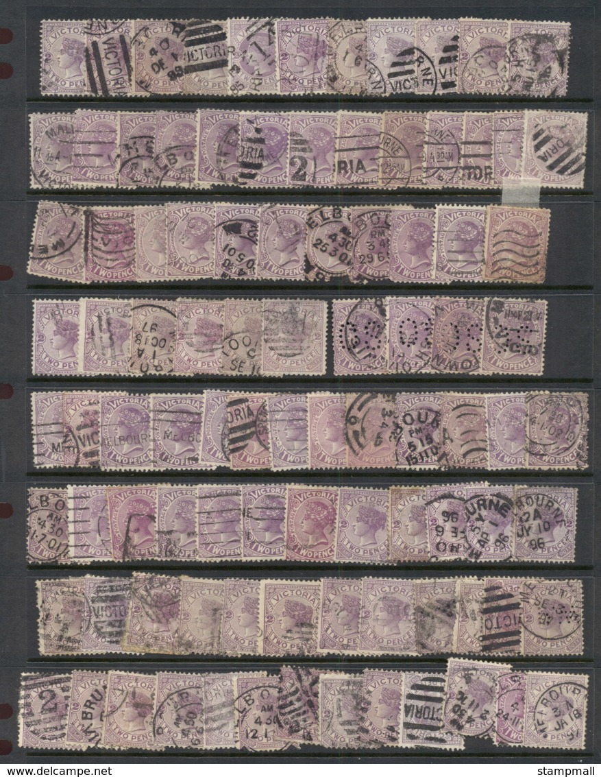 VIC 1860's on Assorted Oddments, duplicates, interest for postmarks, perforations, shades & watermark varieties,  (fault