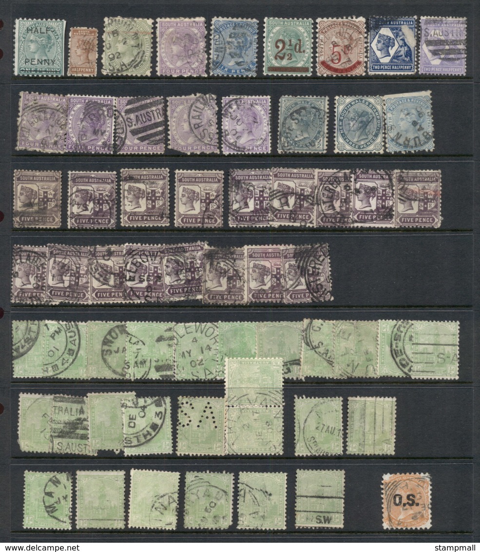 SA 1860's on Assorted Oddments, duplicates, interest for postmarks, perforations, shades & watermark varieties,  (faults