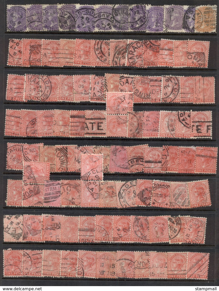 SA 1860's on Assorted Oddments, duplicates, interest for postmarks, perforations, shades & watermark varieties,  (faults
