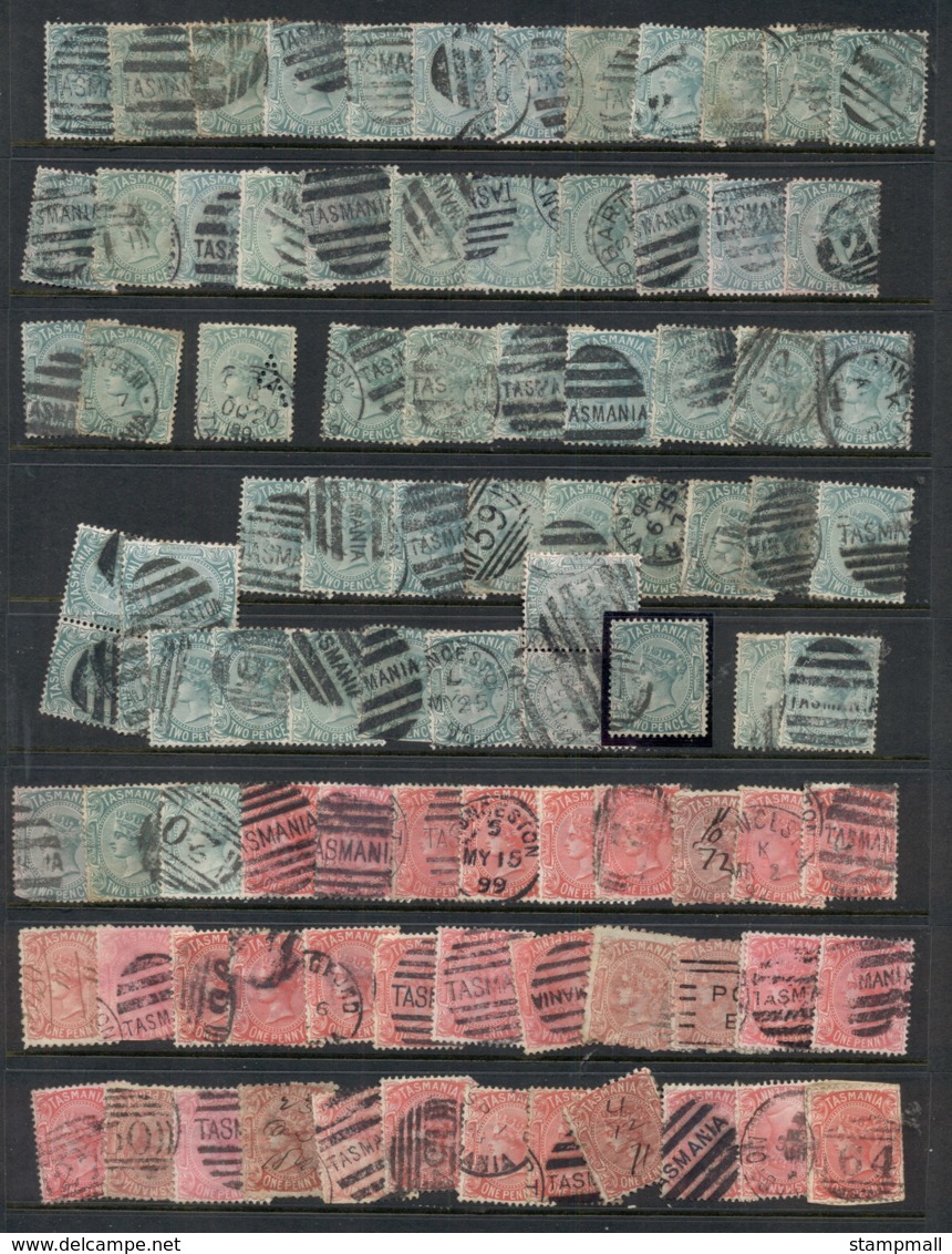 TAS 1860's On Assorted Oddments, Duplicates, Interest For Postmarks, Perforations, Shades & Watermark Varieties,  (fault - Used Stamps