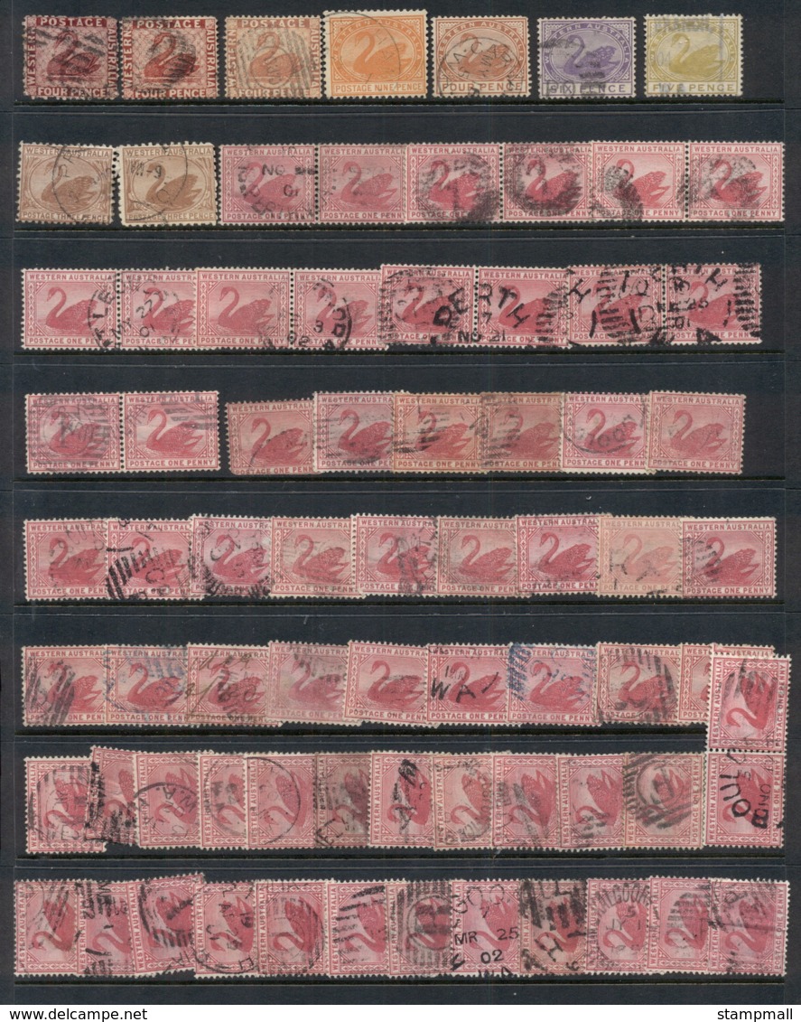 WA 1860's On Assorted Oddments, Duplicates, Interest For Postmarks, Perforations, Shades & Watermark Varieties,  (faults - Used Stamps