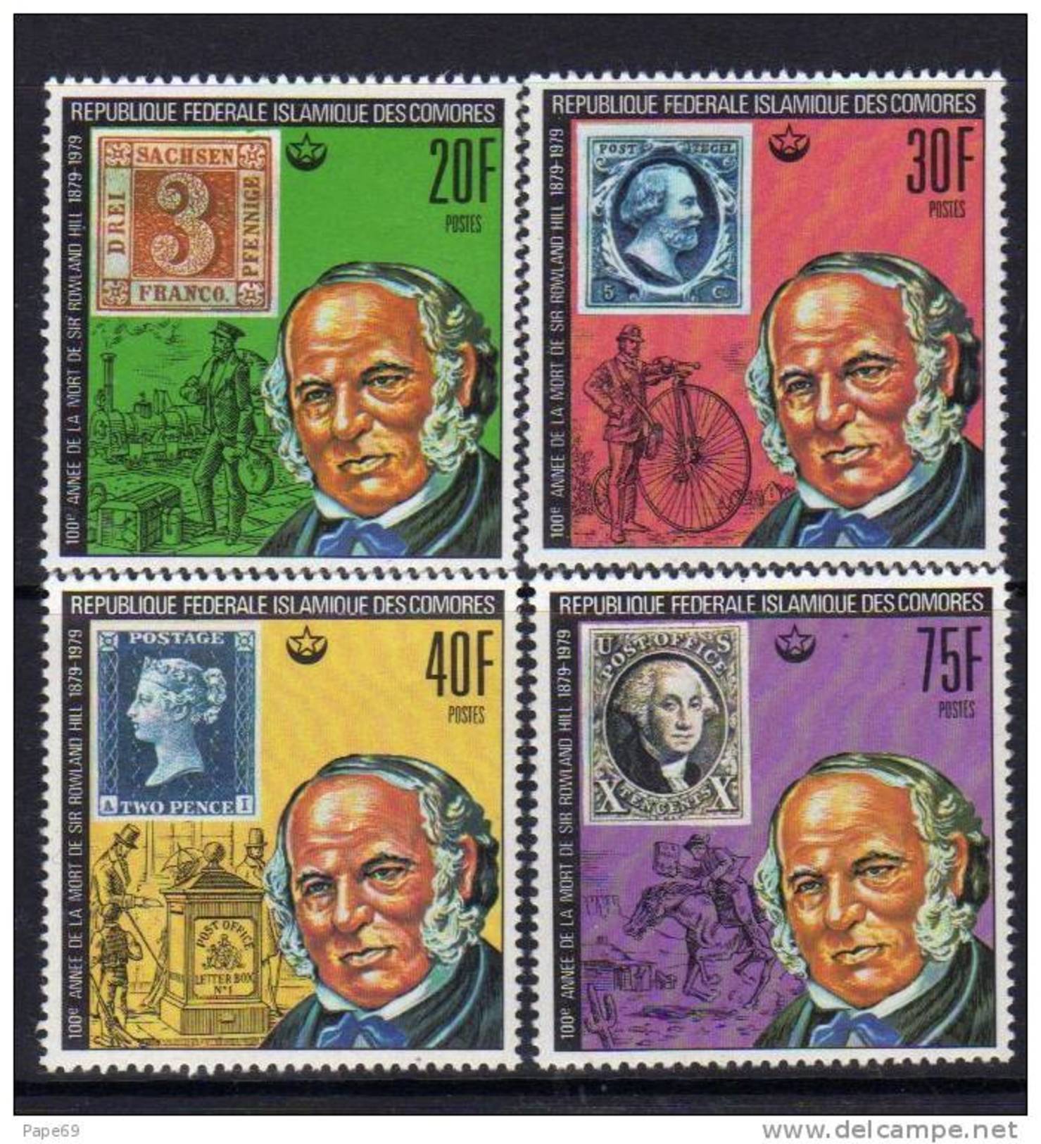 Comores N° 245  / 48 X 100ème Anniversaire De La Mort De Sir Rowland Hill Les 4 Valeurs Trace De Charnière Sinon TB - Comores (1975-...)