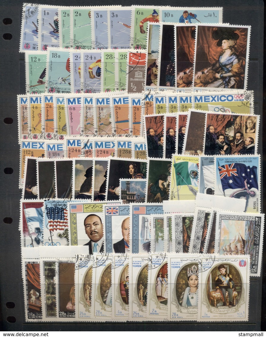 Yemen Kingdom 1967 on Assorted Oddments, most CTO 7 scans
