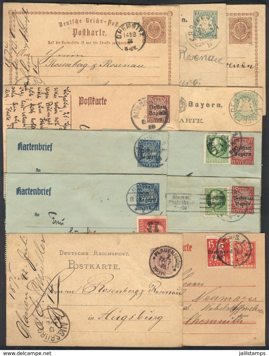 GERMANY: 11 Postal Stationeries Used Between 1874 And 1920, Interesting! - Storia Postale