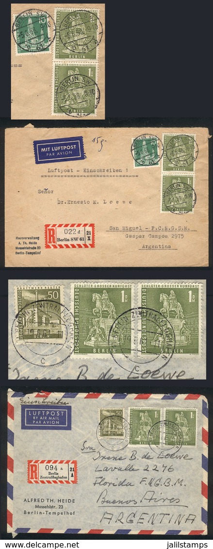 GERMANY - BERLIN: Registered Airmail Cover Sent To Argentina On 5/JUN/1958, Franked With 2.10DM. + Cover Of 19/JUN/1961  - Andere & Zonder Classificatie