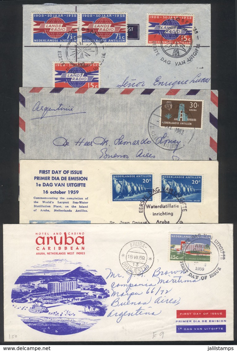 NETHERLANDS ANTILLES: 4 Covers Sent To Argentina Between 1958 And 1963, VF Quality! - Curaçao, Nederlandse Antillen, Aruba