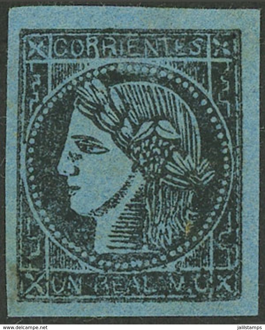 ARGENTINA: GJ.1, Un Real MC Blue, Type 6, Mint, VF Quality! With Alberto Solari Certificate - Corrientes (1856-1880)