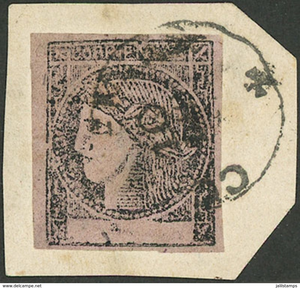 ARGENTINA: GJ.8, Dull Rose, Tied On Fragment By Corrientes Datestamp, Excellent Quality! - Corrientes (1856-1880)