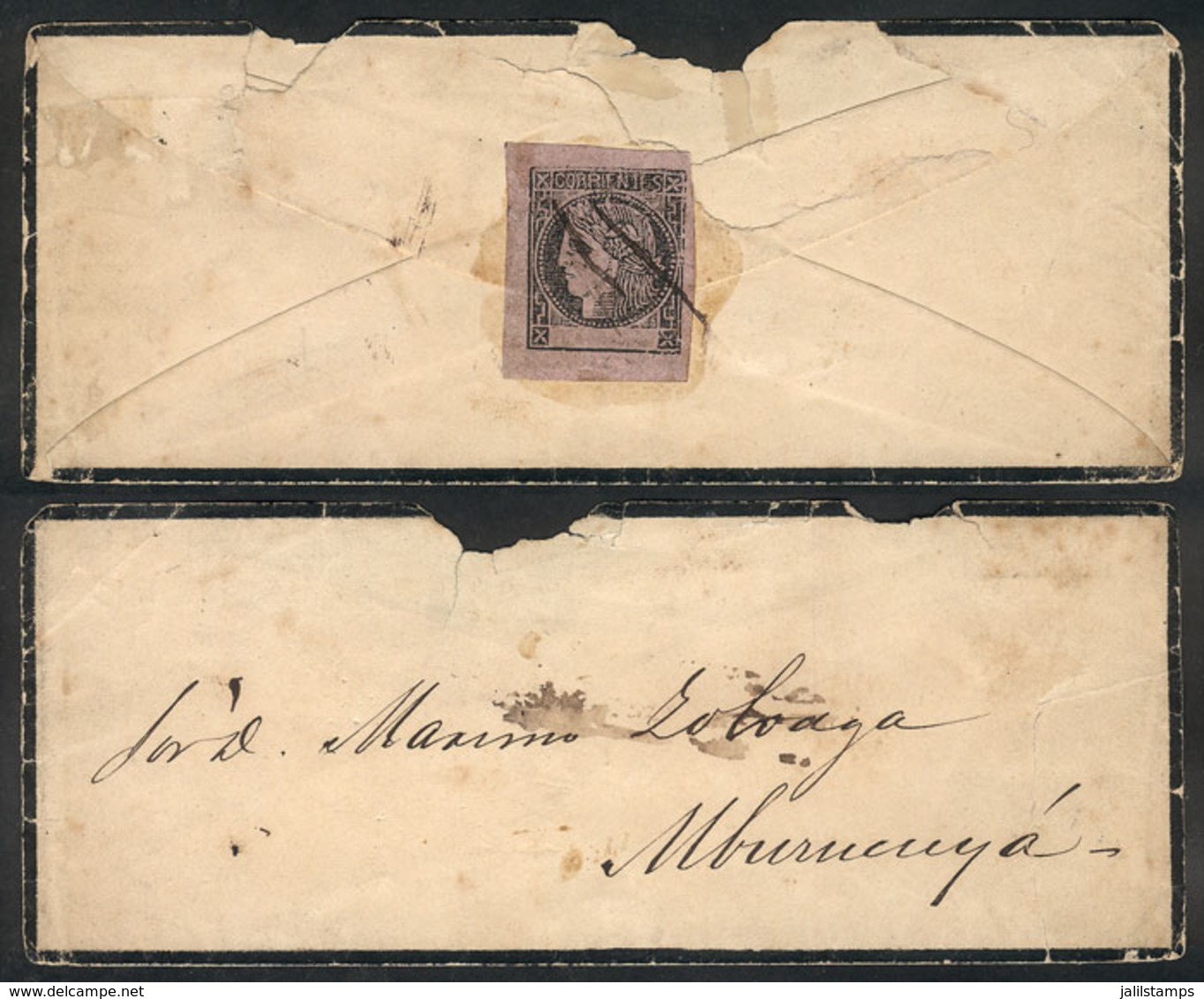 ARGENTINA: GJ.8, Dull Rose, Franking (on Back) A Mourning Cover Sent To Mburucuyá, With Pen Cancel Of Corrientes, VF Qua - Corrientes (1856-1880)