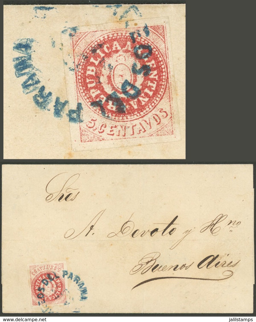 ARGENTINA: Extremely Rare WORN PLATE OF NARROW C: Spectacular Example With Notable Wear In The Lined Background, Wide Ma - Brieven En Documenten