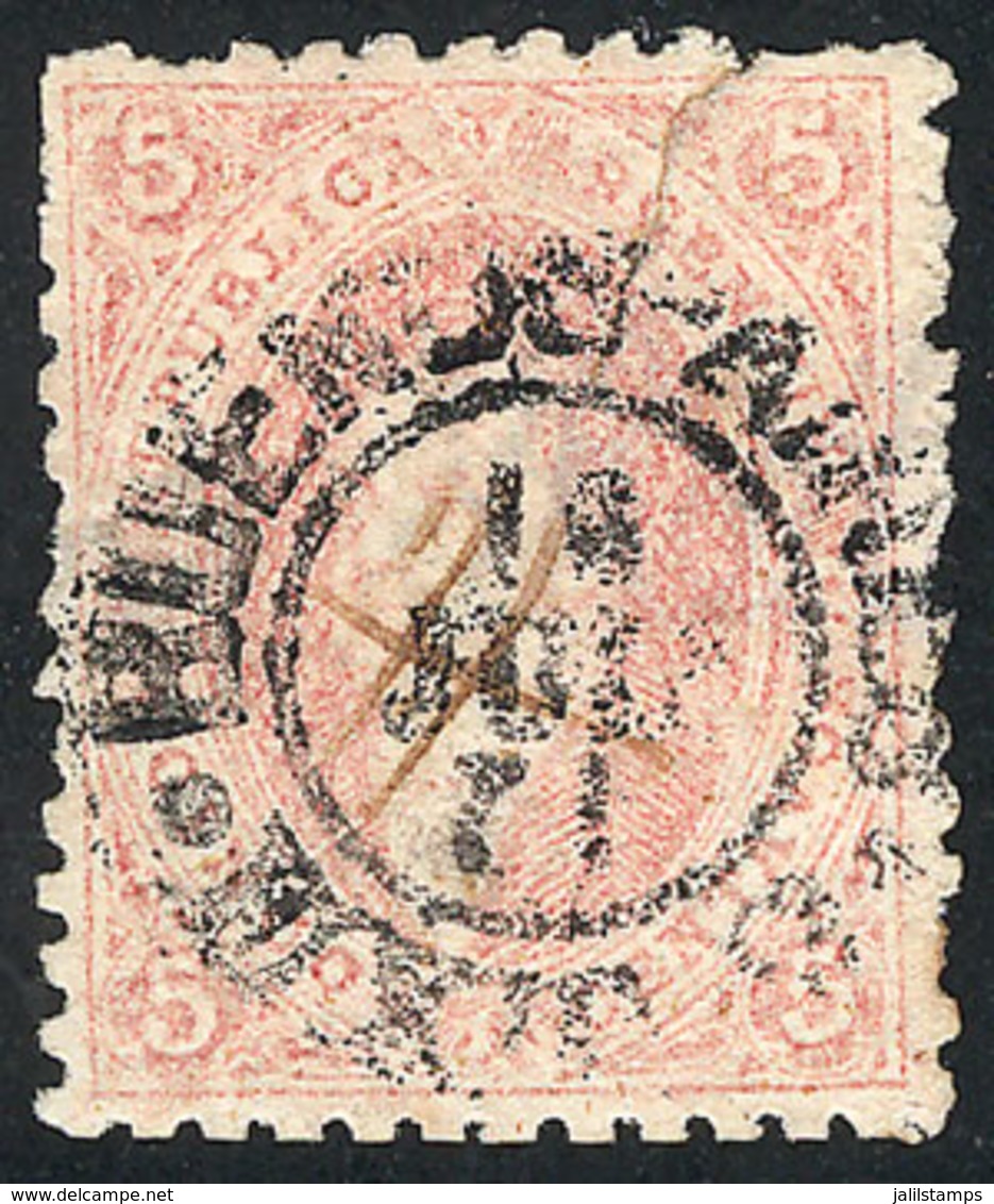 ARGENTINA: VERY LATE USE: GJ.20, 3rd Printing In A Rare Light Rose Color, Double Cancellation: Pen Cancel And Double Cir - Andere & Zonder Classificatie