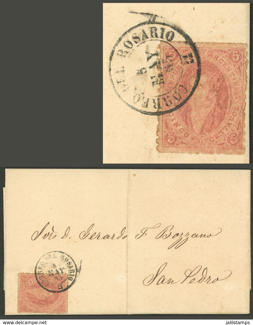 ARGENTINA: GJ.20, 3rd Printing, Superb Example Franking An Entire Letter Posted From Rosario To San Pedro On 5/MAY/1865, - Otros & Sin Clasificación