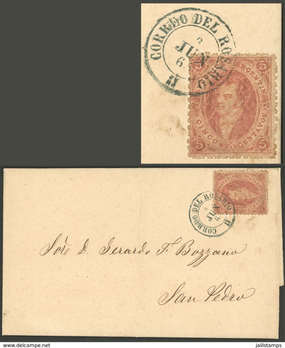 ARGENTINA: GJ.20j, 3rd Printing, Mulatto, Superb Example Franking An Entire Letter Sent From Rosario To San Pedro On 8/J - Otros & Sin Clasificación