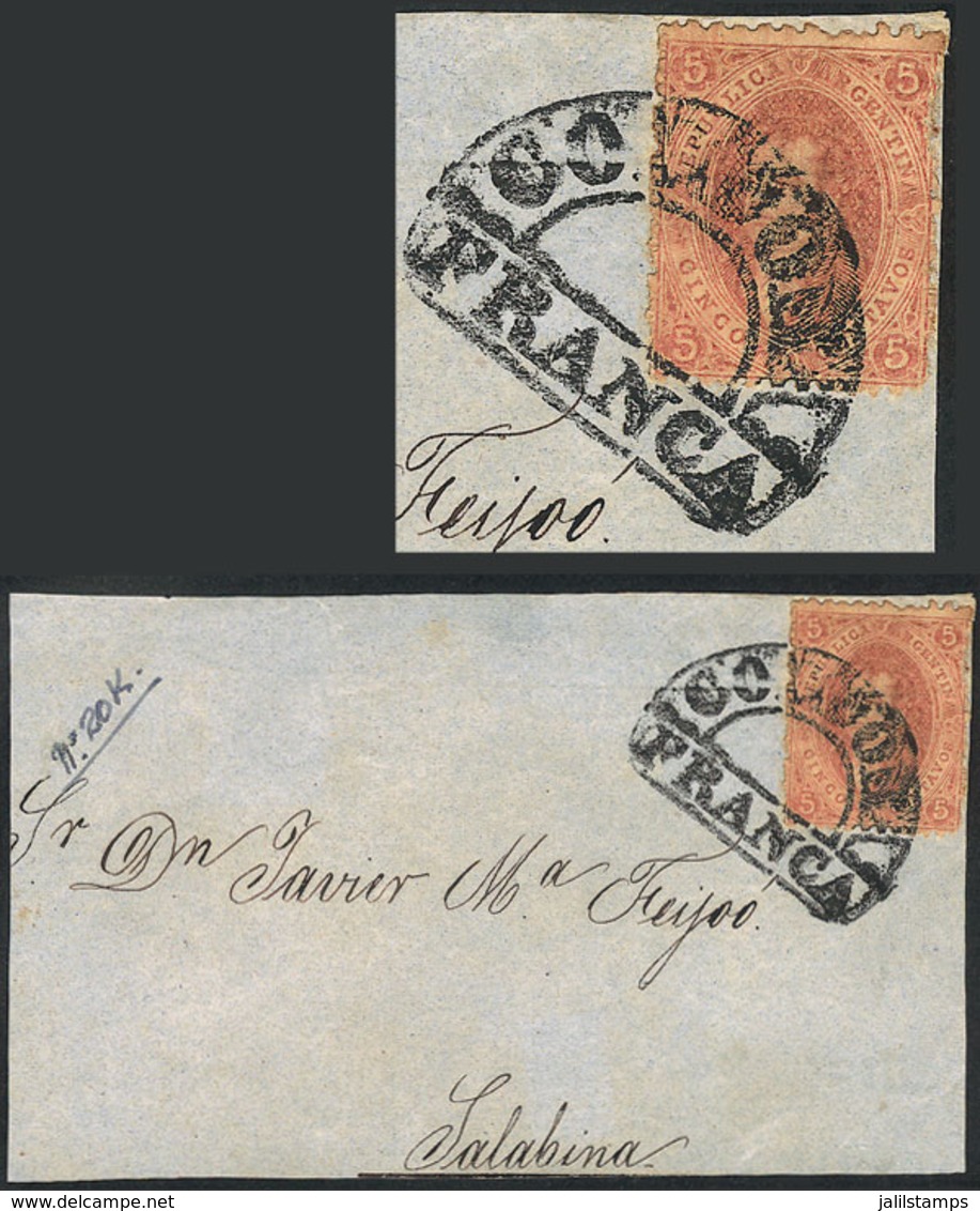 ARGENTINA: "GJ.20, 3rd Printing, With "bottom Left Angle Incomplete" Variety, Franking A Font Of Folded Cover To Salavin - Otros & Sin Clasificación