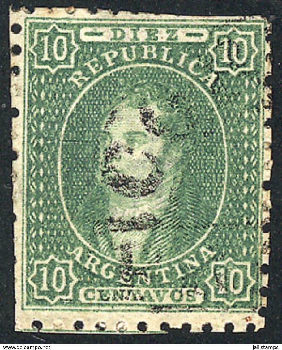 ARGENTINA: GJ.21, 10c. Clear Impression, With Double Semi-circle CÓRDOBA Cancel, Superb - Otros & Sin Clasificación