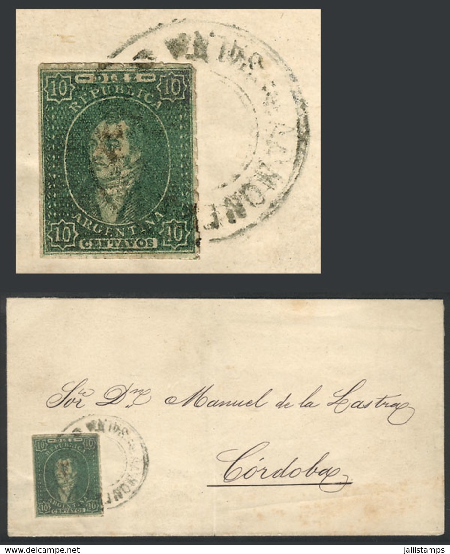 ARGENTINA: "GJ.23, 10c. Green, Worn Impression, Franking A Folded Cover Sent To Córdoba, With Double Circle "ADMON. DE C - Other & Unclassified