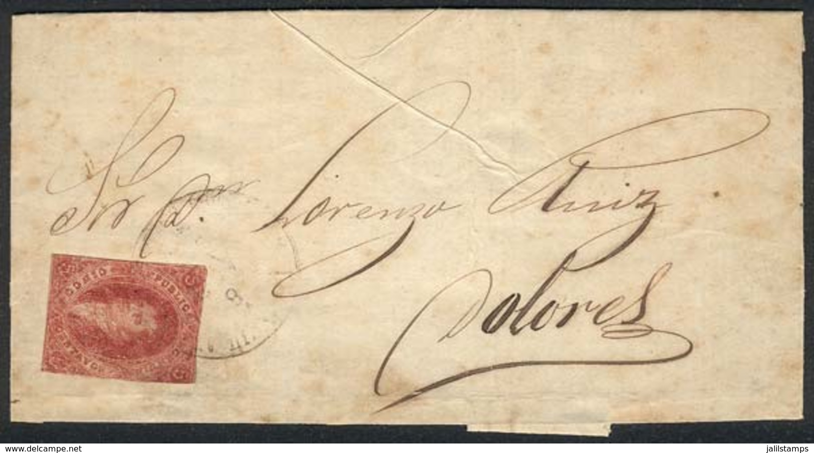 ARGENTINA: GJ.25, 4th Printing, Franking An Entire Letter Sent From Buenos Aires To Dolores On 6/AU/1866 With Double Cir - Otros & Sin Clasificación