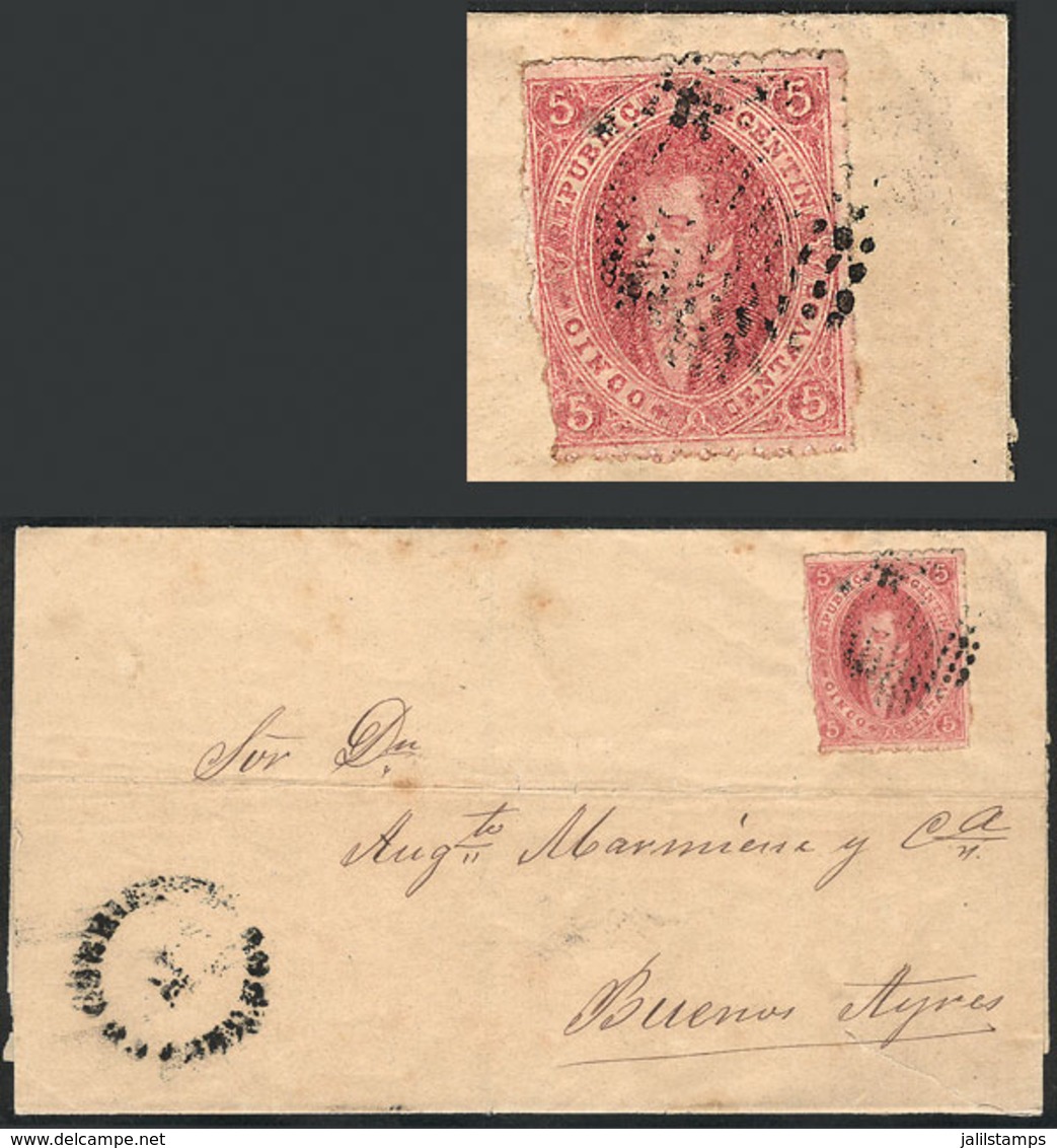 ARGENTINA: GJ.25B, 4th Printing, Rose, CLEAR IMPRESSION (rare), Franking A Folded Cover To Buenos Aires, With Dotted Can - Otros & Sin Clasificación