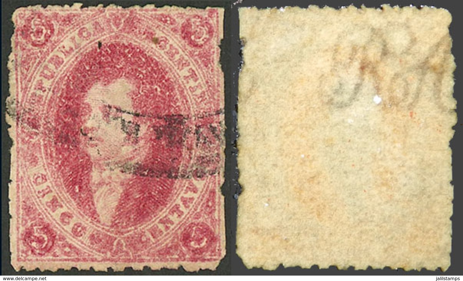 ARGENTINA: GJ.28c, 5th Printing, INVERTED WATERMARK Variety (reversed), Used, Excellent Quality, Very Rare! - Andere & Zonder Classificatie