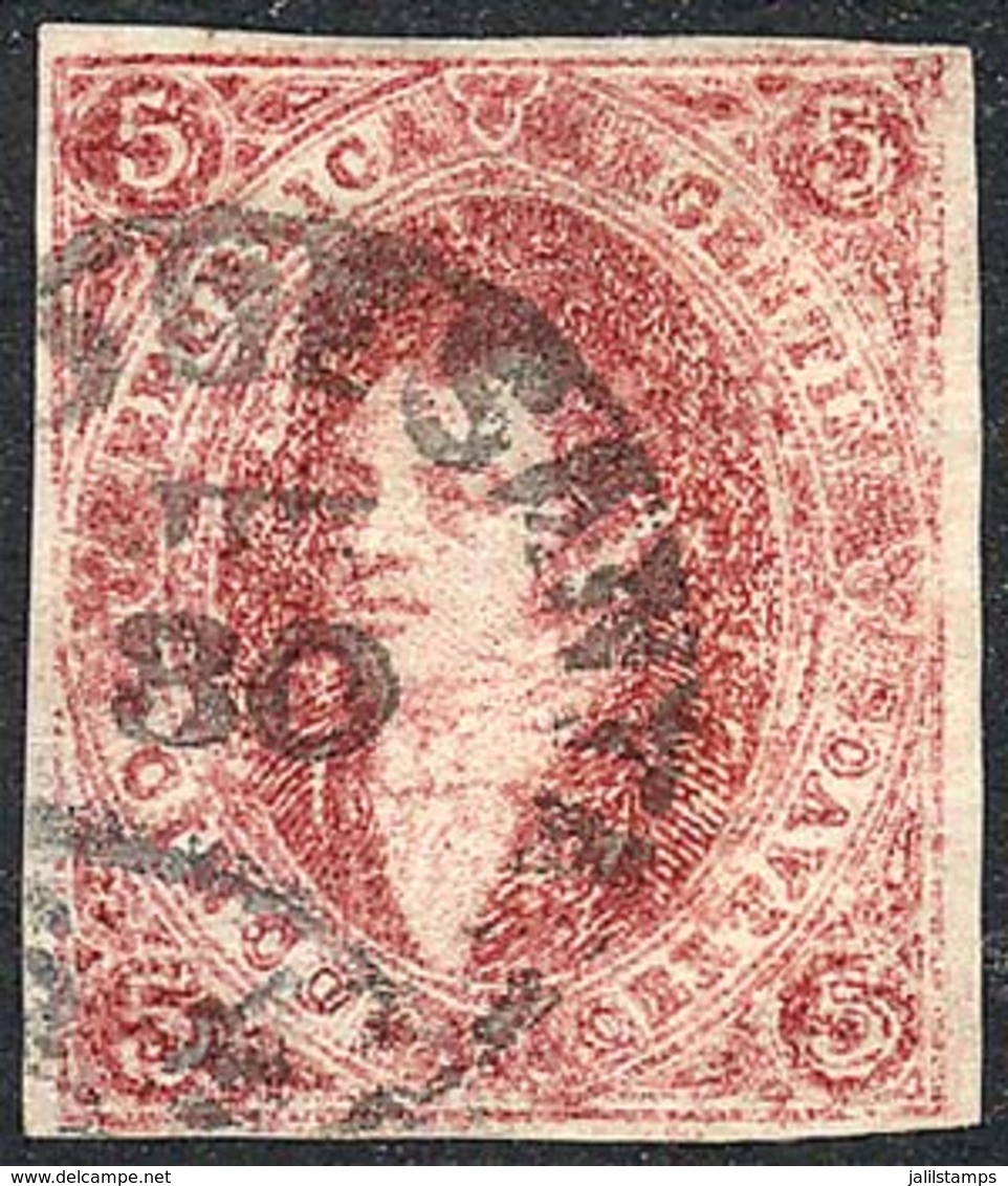 ARGENTINA: GJ.34c, 8th Printing, With Very Notable Lacroix Freres Watermark, Used In Santa Fe On 30/JUN/1872, Excellent  - Otros & Sin Clasificación