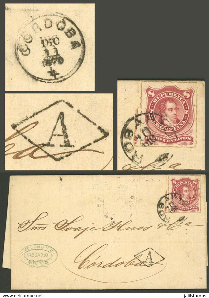 ARGENTINA: Entire Letter Sent To Córdoba On 10/DE/1879, Franked By GJ.49 (Rivadavia 8c. Rouletted), With Datestamp Of RO - Gebruikt